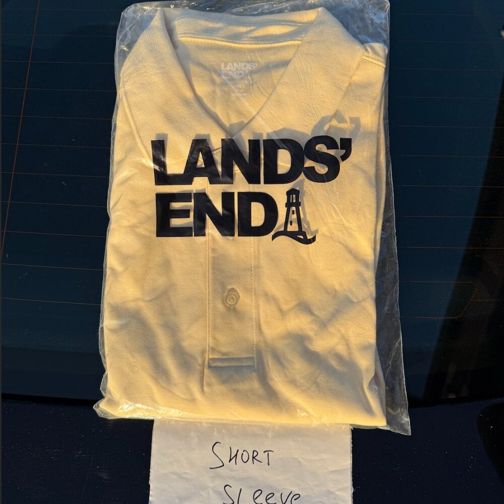 Lands' End Mens Short Sleeve Supima Polo Shirt Golden Candle Light M-2XL Regular